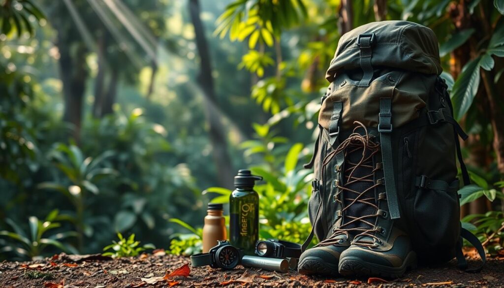 Trekkingausrüstung für Regenwald