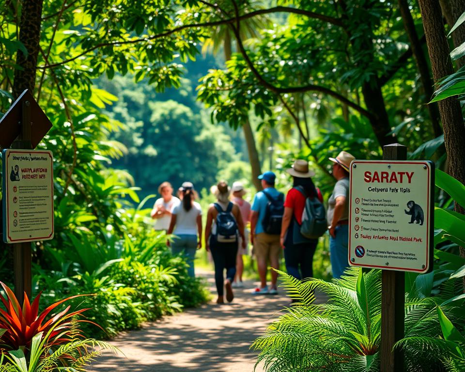 A serene scene depicting the natural beauty and safety measures in <a href=